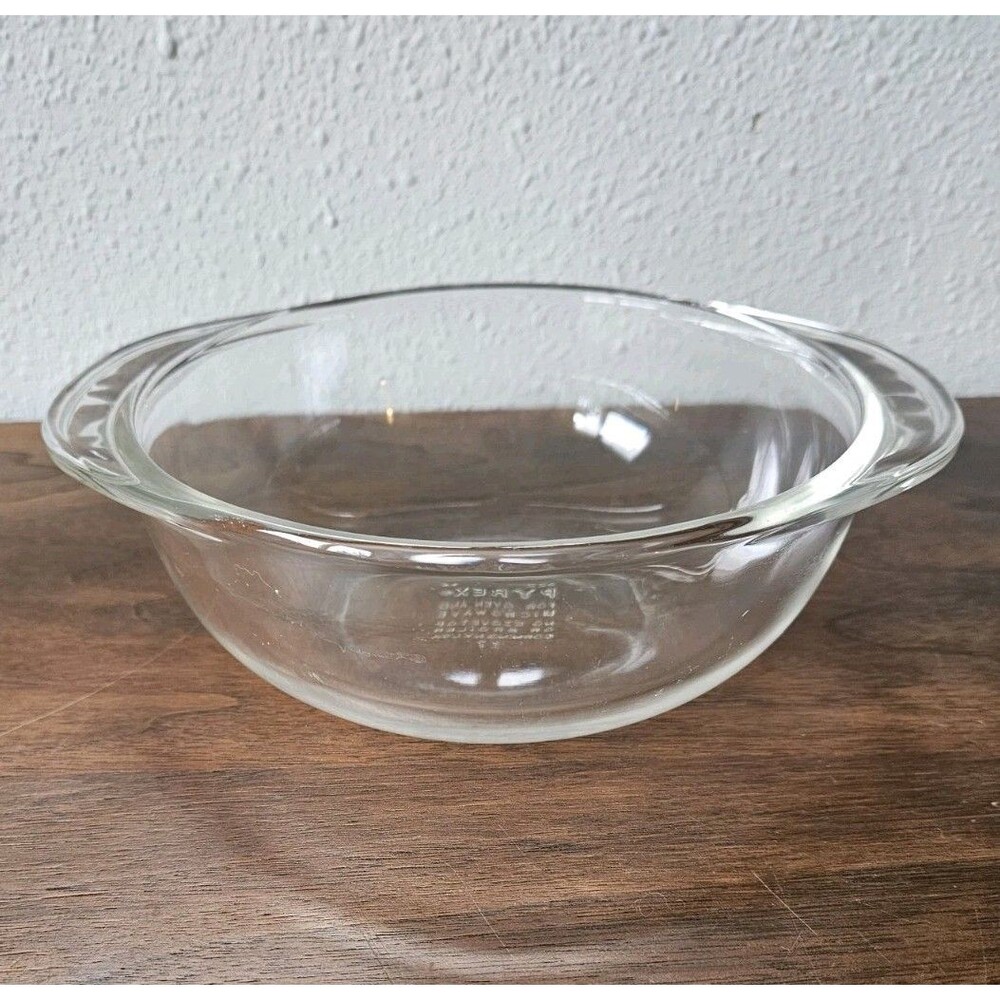 Vintage PYREX 022 Round Casserole Dish 1.5 Qt Clear Glass Corning USA Vint